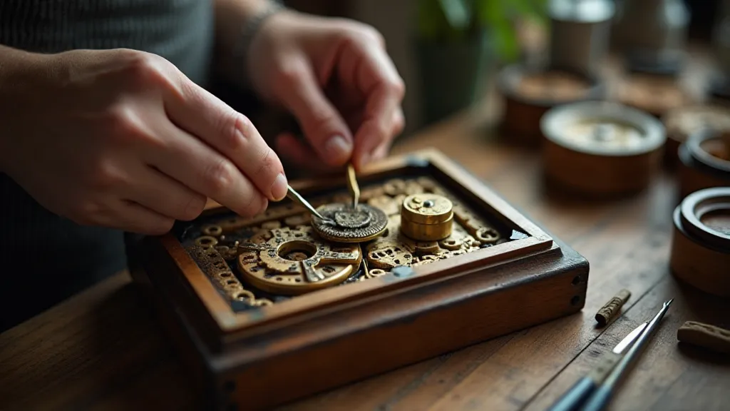 Artisan restoring a musical box