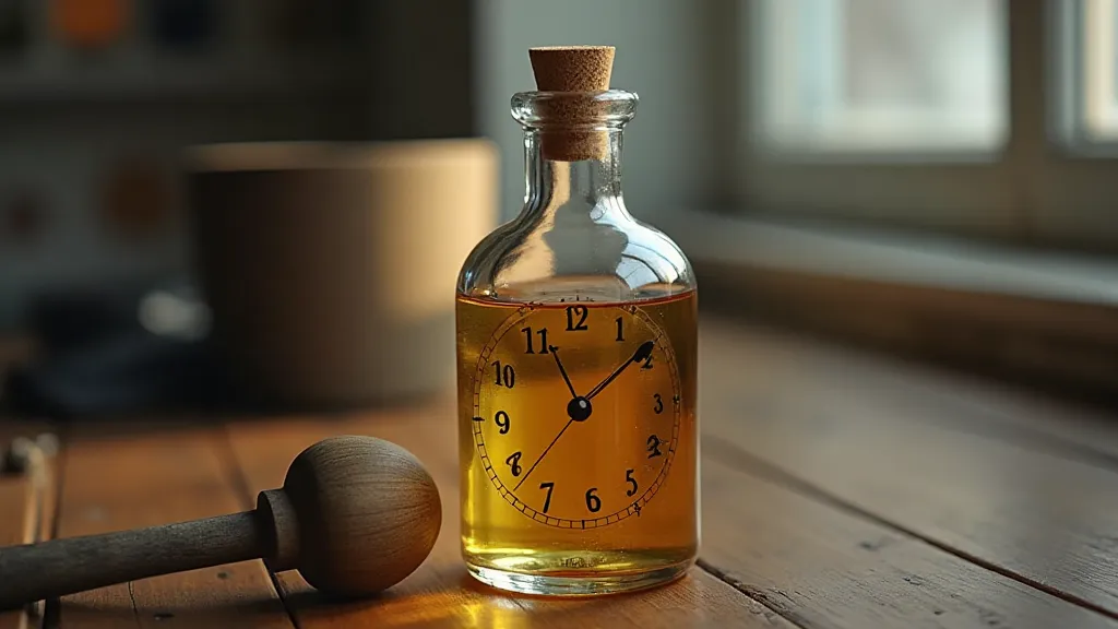 Glass bottle of clock oil with precision oiler