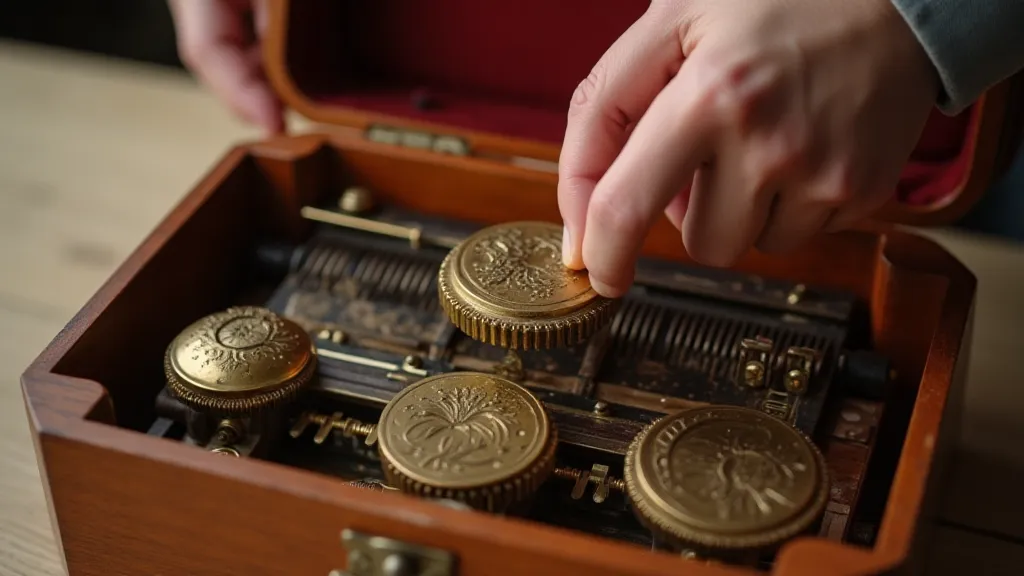 Hand installing a new musical box comb