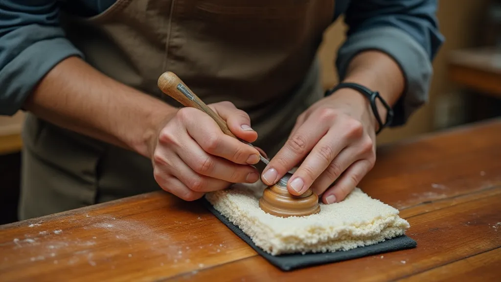 Craftsman applying French polish