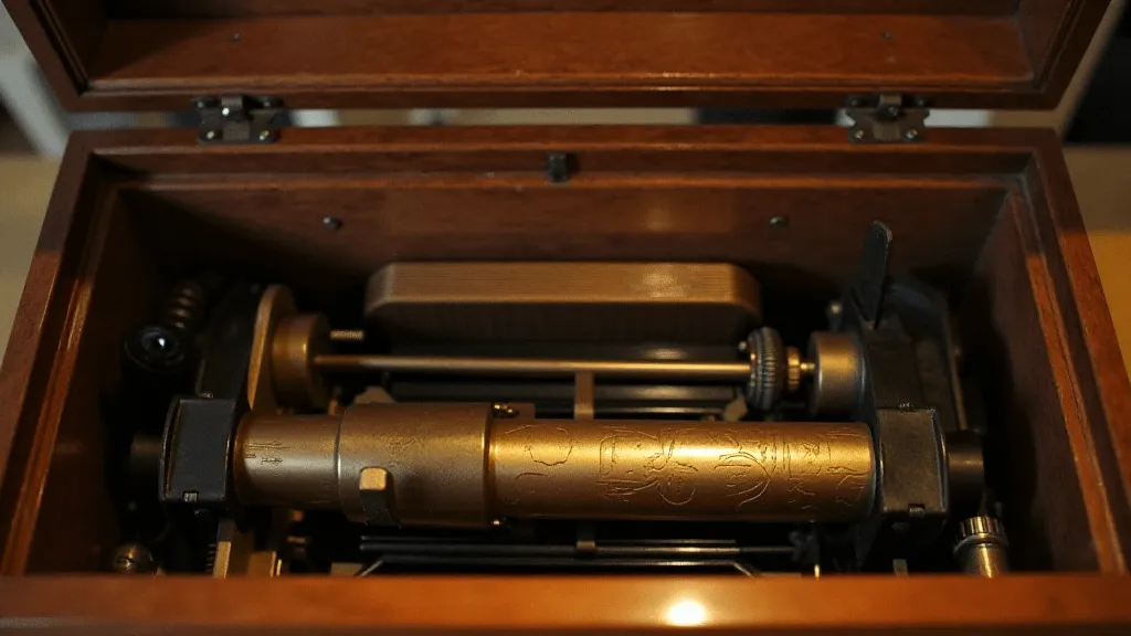 Interior of a vintage music box
