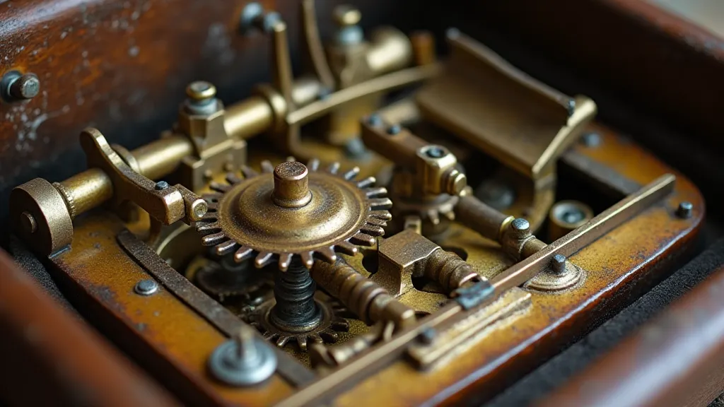 Close-up of a vintage music box movement after rust removal.