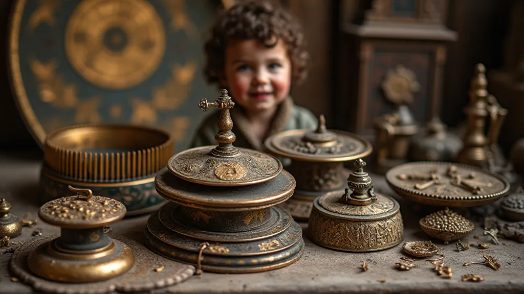 Collection of antique music box parts