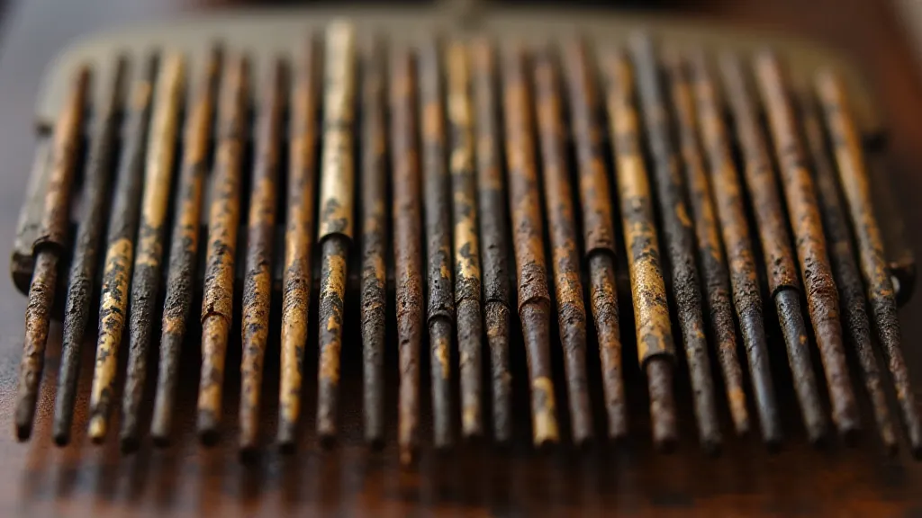 Close-up of a musical box comb
