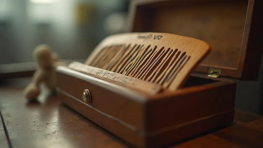 Close-up of a musical box comb