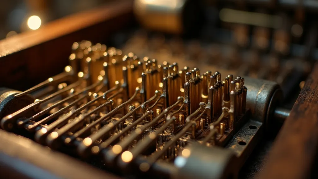 Close-up of a musical box cylinder