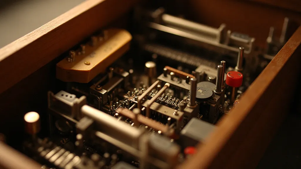 Inside view of a musical box mechanism