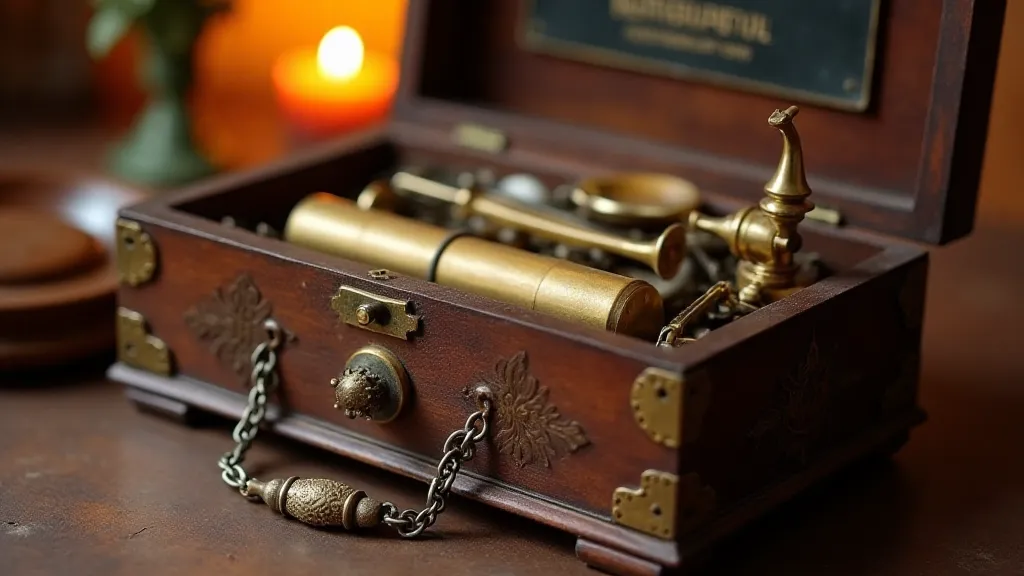 Restored vintage musical box playing music