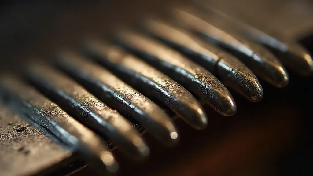 Detailed view of a steel comb